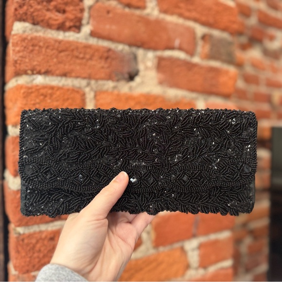 La Regale Elegant Beaded Black Evening Bag